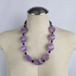 Purple Polished Natural Stone Beaded Necklace